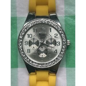 Figaro Couture Rhinestone Bezel Yellow Band Women’s Quartz Watch